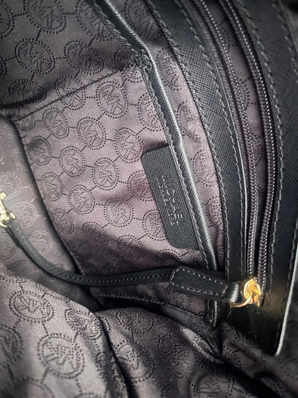 Michael Kors Black Hamilton Satchel with signature gold-tone hardware